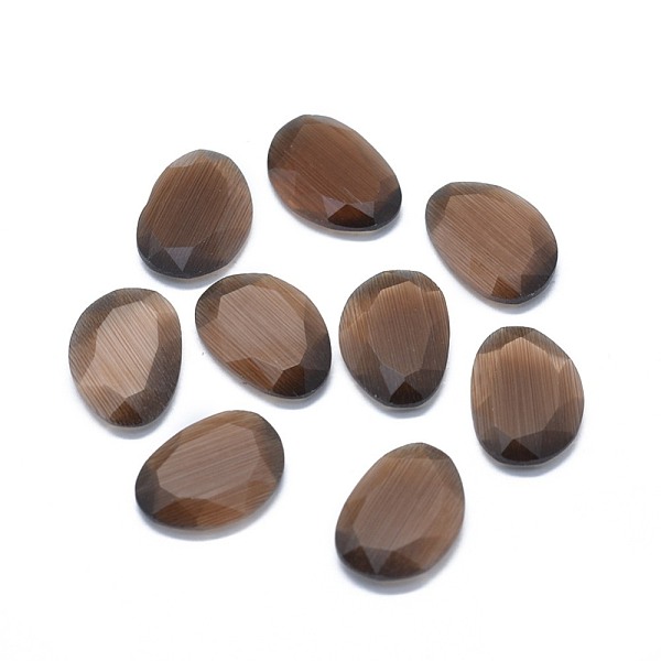 

PandaHall Cat Eye Cabochons, Faceted, Nuggets, Coffee, 17.5x12.5x3.5mm Glass Nuggets Brown