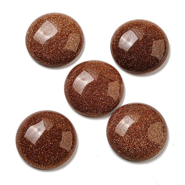 

PandaHall Synthetic Goldstone Cabochons, Flat Round, 20~21.5x6~8mm Goldstone Flat Round