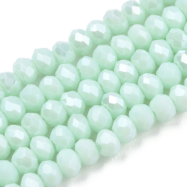 

PandaHall Electroplate Glass Beads Strands, Pearl Luster Plated, Faceted, Rondelle, Light Cyan, 3x2mm, Hole: 0.8mm, about 145~150pcs/strand...