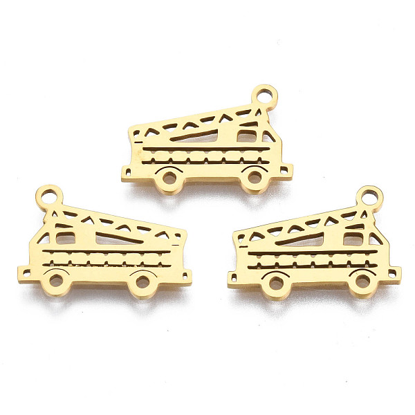

PandaHall Ion Plating(IP) 201 Stainless Steel Pendants, Laser Cut, Crane, Golden, 11.5x16.5x1mm, Hole: 1.4mm 201 Stainless Steel Vehicle