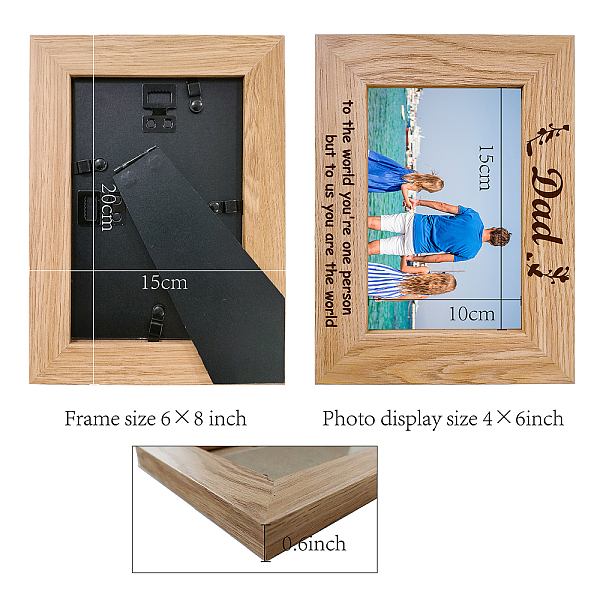 

PandaHall Natural Wood Photo Frames, for Tabletop Display Photo Frame, Rectangle with Word, Word, 102x152mm Wood Word Black
