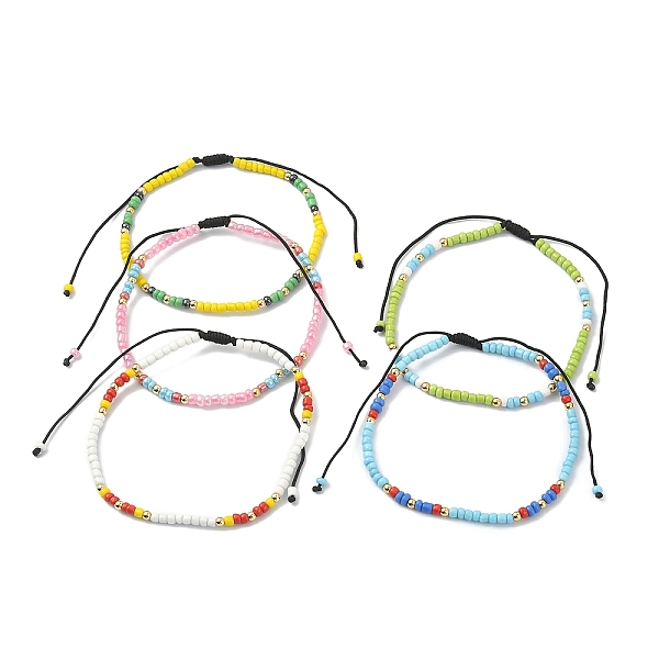 

PandaHall Glass Seed Braided Bead Bracelet for Women, Mixed Color, Inner Diameter: 2-1/4~4 inch(5.7cm~10cm) Glass Round Multicolor