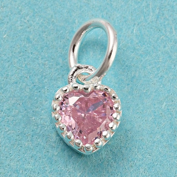 

PandaHall 925 Sterling Silver Birthstone Charms, with Single Cubic Zirconia, Faceted Heart, Silver, Pink, 7x5x3mm, Hole: 3mm Cubic Zirconia...