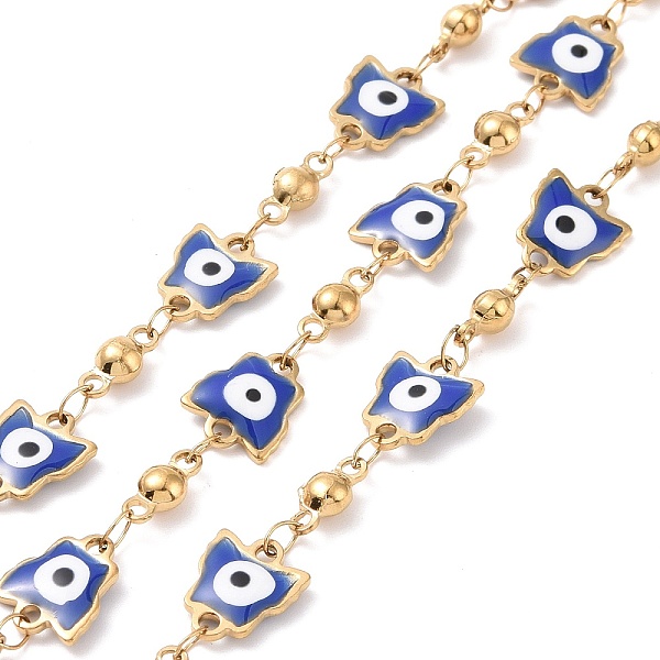 

PandaHall Ion Plating(IP) Enamel Butterfly with Evil Eye Link Chains, with Gold Plated 304 Stainless Steel Findings, Unwelded, with Spool...