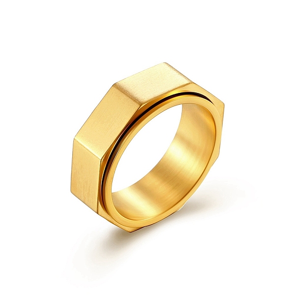 

PandaHall Plain Octagon Titanium Steel Rotating Finger Ring, Fidget Spinner Ring for Calming Worry Meditation, Golden, US Size 9(18.9mm)...