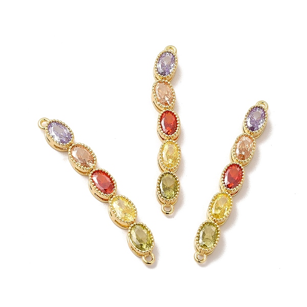 

PandaHall Rack Plating Brass Colorful Cubic Zirconia Connector Charms, Cadmium Free & Lead Free, Oval Links, Real 18K Gold Plated...