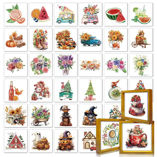 

PandaHall 3Pcs Rubber Wood Picture Frames, with 18 Sheets Paper Card, Mixed Shapes, 178x178x30mm Wood Mixed Shapes