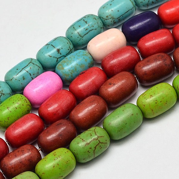 

PandaHall Dyed Barrel Synthetic Turquoise Beads Strands, Mixed Color, 12x8mm, Hole: 1mm, about 31pcs/strand, 15.7 inch Synthetic Turquoise..., Multicolor