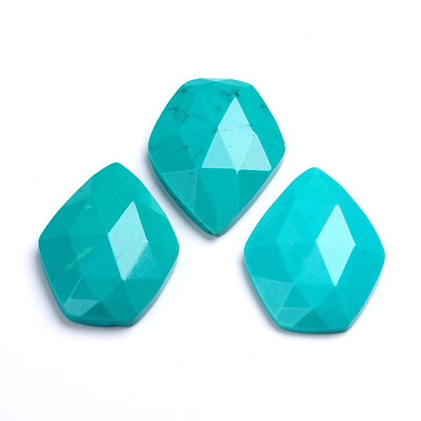 

PandaHall Dyed Faceted Natural Howlite Cabochons, Dark Turquoise, 31x23x6mm Howlite Others Cyan