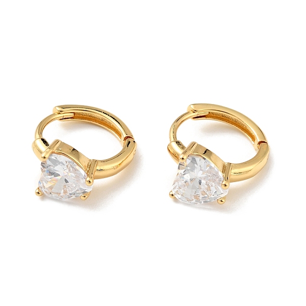 

PandaHall Clear Cubic Zirconia Heart Hoop Earrings, Rack Plating Brass Jewelry for Women, Cadmium Free & Nickel Free & Lead Free, Real 18K...