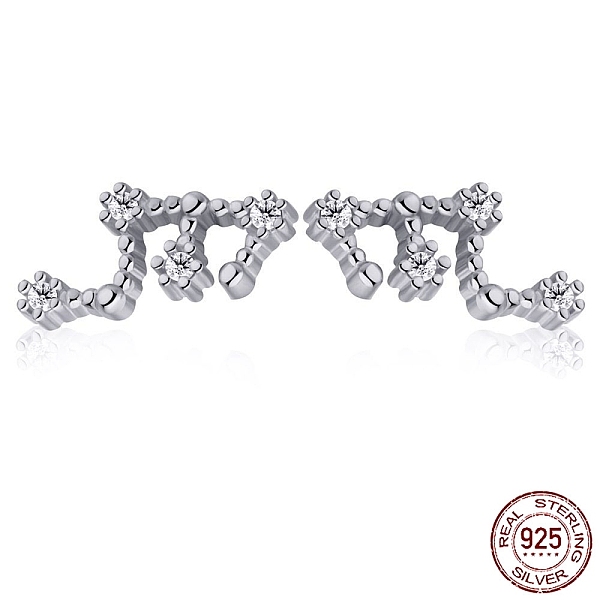 

PandaHall Cubic Zirconia Constellation Stud Earrings, Real Platinum Plated Rhodium Plated 925 Sterling Silver Earrings, Virgin, 10.5x5mm...