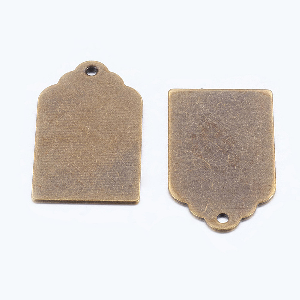 PandaHall Metal Tags, Brass Stamping Blank Tag Pendants, Antique Bronze, 21x12x0.5mm, Hole: 1mm Brass Others