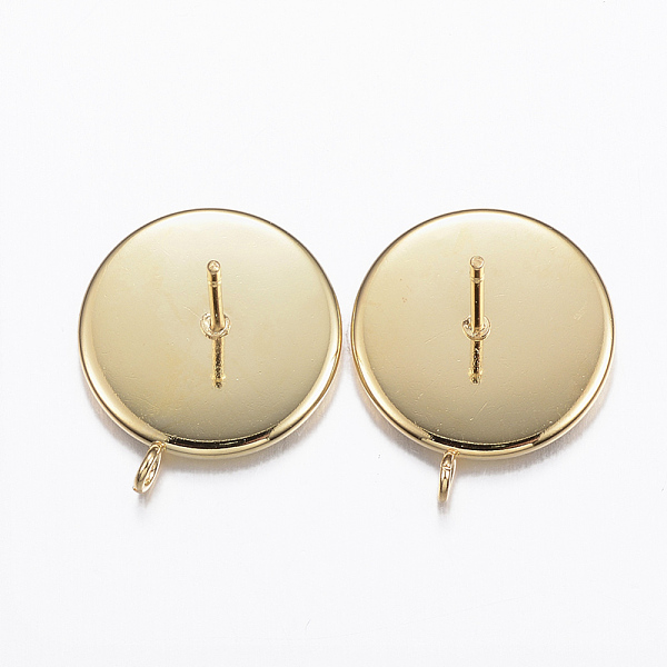 

PandaHall 304 Stainless Steel Stud Earring Settings, with Loop, Flat Round, Golden, Tray: 14mm, 18.5x16x2mm, Hole: 2mm, Pin: 0.8mm 304...