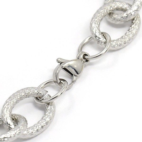 Fashionable 304 Stainless Steel Reticular Grain Cable Chain Bracelets