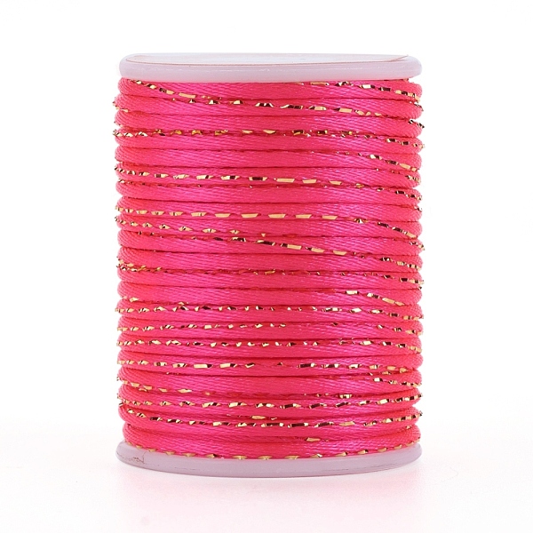 

PandaHall Polyester Cord, with Gold Metallic Cord, Chinese Knotting Cord, Hot Pink, 1.5mm, about 4.37 yards(4m)/roll Polyester Pink