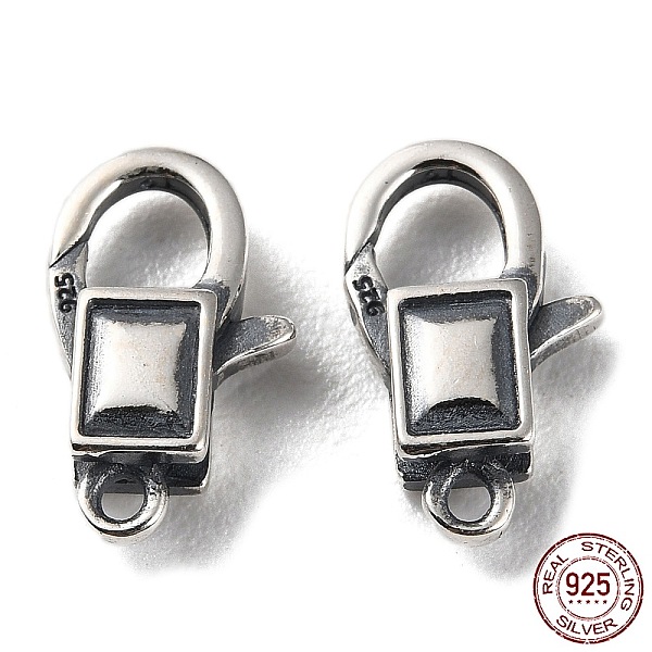 

PandaHall 925 Thailand Sterling Silver Lobster Claw Clasps, Rectangle, with 925 Stamp, Antique Silver, 12.5x8x3.5mm, Hole: 1.2mm Sterling...