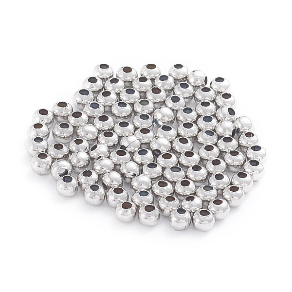 

PandaHall 304 Stainless Steel Beads, Hollow Round, Stainless Steel Color, 3x2.7~3mm, Hole: 1mm, 500pcs/bag 304 Stainless Steel Round