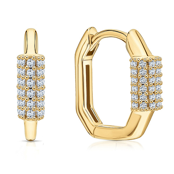 

PandaHall 925 Sterling Silver Micro Pave Clear Cubic Zirconia Hoop Earrings for Women, Golden Sterling Silver Clear