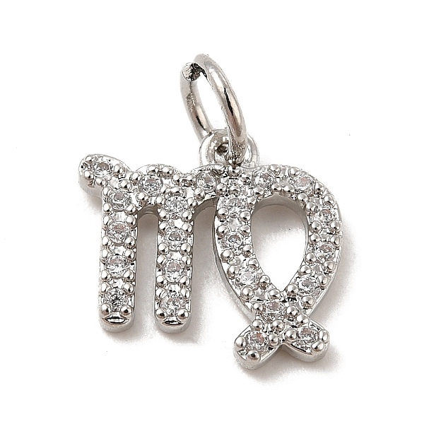 

PandaHall Brass Micro Pave Cubic Zirconia Charms, Constellation Charm, with Jump Ring, Virgo, 10.5x12x1.5mm, Hole: 3.5mm Brass+Cubic..., Clear