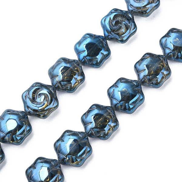 

PandaHall Electroplate Glass Beads Strands, Pearl Luster Plated, Flower, Steel Blue, 16x14.5x7.5mm, Hole: 1mm, about 40Pcs/strand, 24.80...