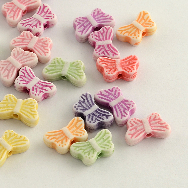 

PandaHall Craft Style Acrylic Beads, Butterfly, Mixed Color, 8x13x4mm, Hole: 2mm, about 1800pcs/500g Acrylic Butterfly Multicolor