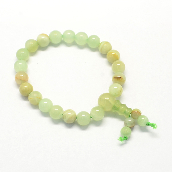 Buddha Meditation Yellow Jade Beaded Stretch Bracelets