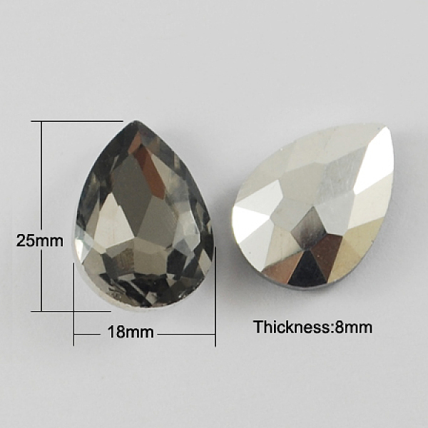 

PandaHall Glass Pointed Back Rhinestone, Back Plated, Faceted, Teardrop, Gray, 25x18x8mm Glass Rhinestone Teardrop Gray