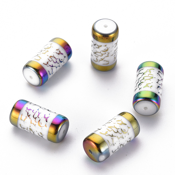 

PandaHall Electroplate Glass Beads, Column with Snakeskin Pattern, Colorful, 20x10mm, Hole: 1.2mm, 50pcs/bag Glass Snake