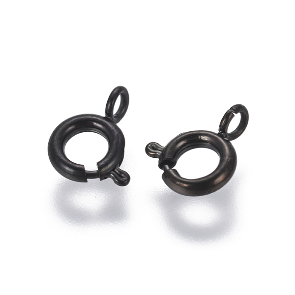 

PandaHall 304 Stainless Steel Smooth Surface Spring Ring Clasps, Electrophoresis Black, 6x1.5mm, Hole: 1.8mm 304 Stainless Steel