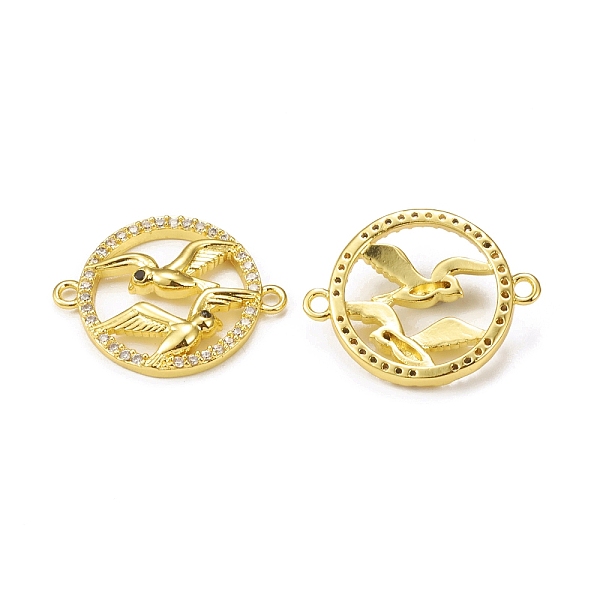 

PandaHall Brass Micro Pave Clear Cubic Zirconia Connector Charms, Ring with Birds Links, Golden, 18x23x4mm, Hole: 1.6mm Brass+Cubic Zirconia...