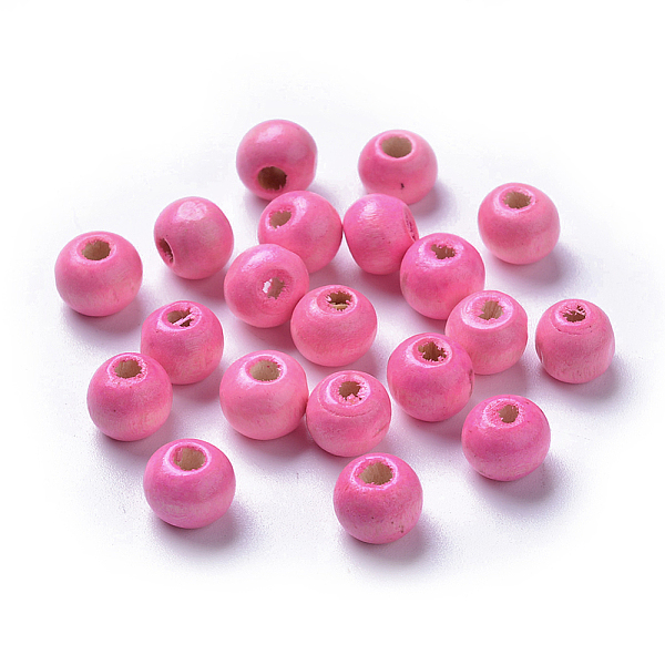 

PandaHall Dyed Natural Wood Beads, Round, Lead Free, Pink, 8x7mm, Hole: 3mm Maple Wood Round Pink