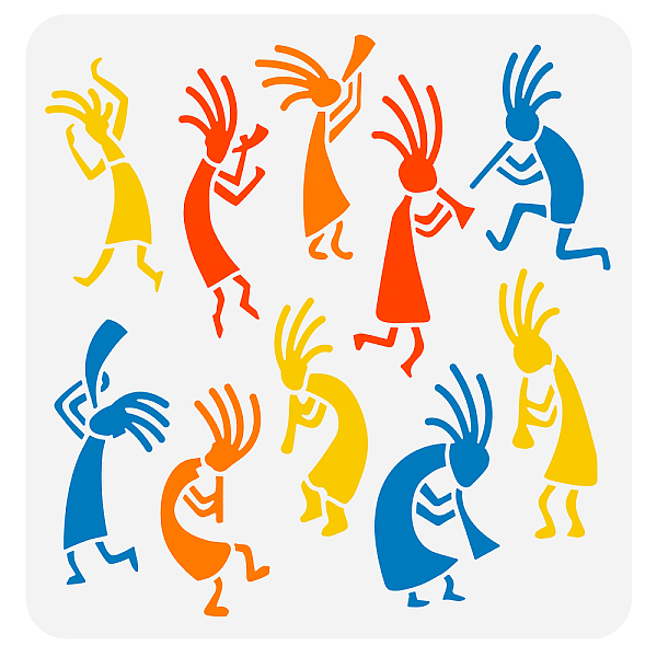 

PandaHall FINGERINSPIRE African Tribal Stencil 11.8x11.8 inch Kokopelli Drawing Painting Stencils Plastic South Western Kokopelli Fertility...