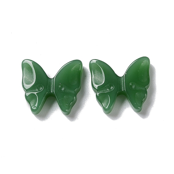 

PandaHall Glass Cabochons, Butterfly, Dark Green, 16x17.5x4mm Glass Butterfly