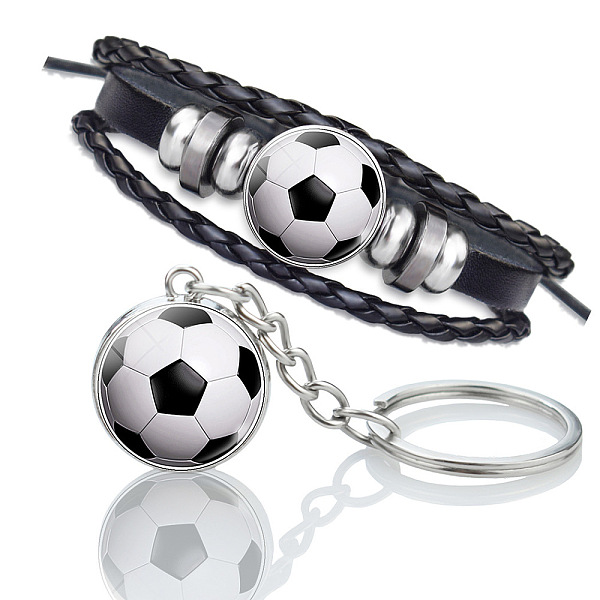 Glass Football Jewelry Set