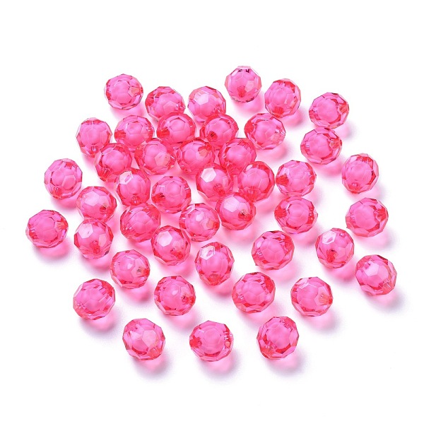 

PandaHall Transparent Acrylic Beads, Bead in Bead, Faceted, Round, Deep Pink, 20x18mm, Hole: 3mm; about 130pcs/500g Acrylic Round Pink