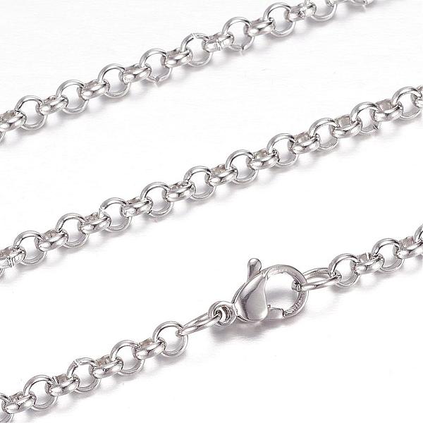 

PandaHall 304 Stainless Steel Rolo Chain Necklaces, with Lobster Claw Clasps, Stainless Steel Color, 19.5 inch~20 inch(49.5~50.8cm), 3.5mm...