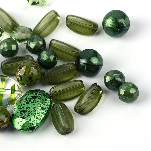 

PandaHall Acrylic Beads, Mixed Shapes, Dark Olive Green, 5.5~28x6~20x3~11mm, Hole: 1~5mm Acrylic Mixed Shapes Green