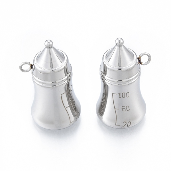 

PandaHall 304 Stainless Steel Pendants, Feeding Bottle, Stainless Steel Color, 30x18x16mm, Hole: 2.5mm 304 Stainless Steel Bottle
