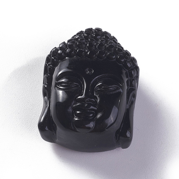 

PandaHall Natural Obsidian Pendants, Buddha Head, 33x24.5x16.3mm, Hole: 1.2mm Obsidian Others