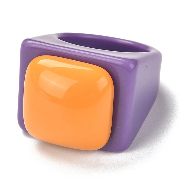 

PandaHall Acrylic Finger Rings, Square, Orange, US Size 7 3/4(17.9mm), 6.5~19.5mm, Inner Diameter: 18mm Acrylic Orange