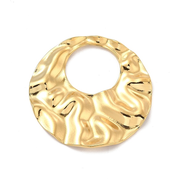 

PandaHall Ion Plating(IP) 304 Stainless Steel Pendants, Textured, Round Ring Charm, Real 18K Gold Plated, 35x34.5x2.5mm, Hole: 15.5mm 304...