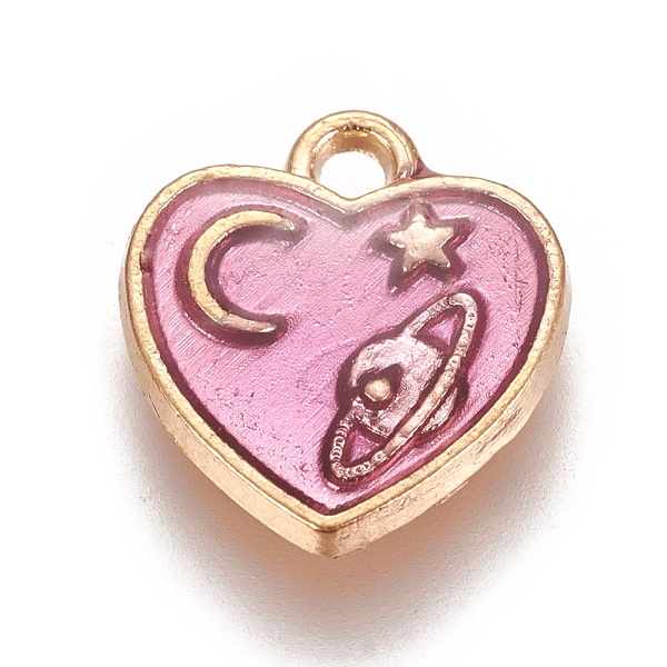 

PandaHall Zinc Alloy Charms, with Enamel, Heart with Moon and Star, Light Gold, Violet, 12.5x11.5x2mm, Hole: 1.6mm Alloy+Enamel Heart Purple