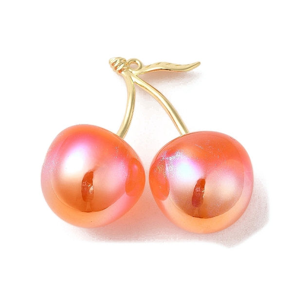 

PandaHall Rainbow Iridescent Plating Resin Pendants, Glitter Cherry Charms with Golden Plated Alloy Findings, Tomato, 46x43x21mm, Hole..., Red
