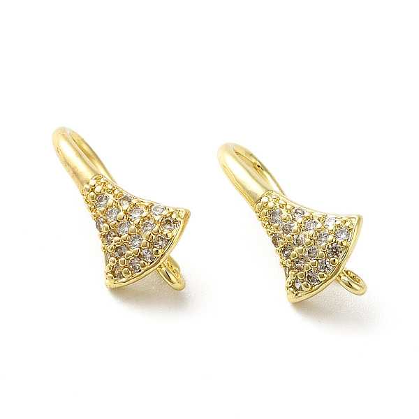 

PandaHall Brass Micro Pave Clear Cubic Zirconia Earring Hooks, Ear Wire, with Loops, Fan, Real 18K Gold Plated, 16.5x8.5mm, Hole: 1.2mm, Pin...