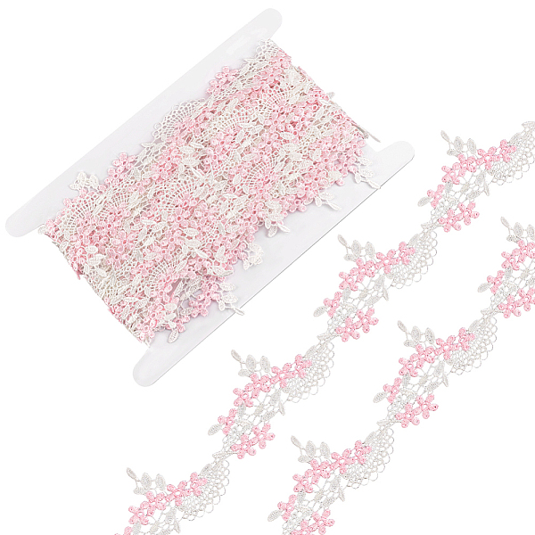 

PandaHall FINGERINSPIRE 5 Yards Flower Embroidery Lace Trim 1.9 inch Pink with White Polyester Floral Lace Ribbons Lace Edge Applique for...
