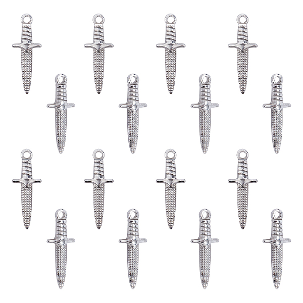 PandaHall Unicraftale 304 Stainless Steel Pendants, Dagger, Stainless Steel Color, 24x9x3.5mm, Hole: 1.6mm, 16pcs/box Stainless Steel Tool