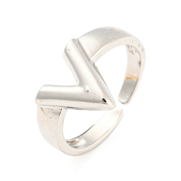 

PandaHall Hollow V-Shaped Brass Open Cuff Rings, Lead Free & Cadmium Free, Platinum, US Size 6 3/4(17.1mm) Brass