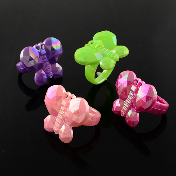 

PandaHall Acrylic Rings for Kids, AB Color, Mixed Color, US Size 3(14mm) Acrylic Multicolor