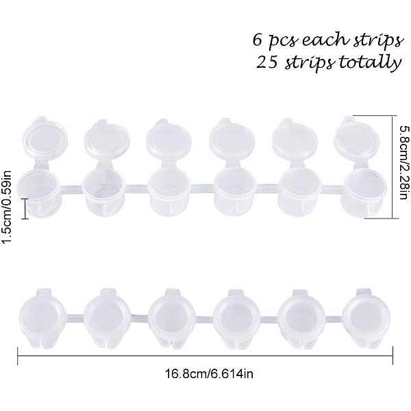 PandaHall Elite 空のペイントストリップ-150つのペイントカップ3ml（1オンス）の芸術品と工芸品の学校用プラスチック保存容器