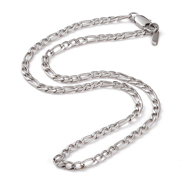 

PandaHall Women's 304 Stainless Steel Figaro Chain Necklace, with Lobster Claw Clasps, Stainless Steel Color, 17.91 inch(45.5cm) 304...